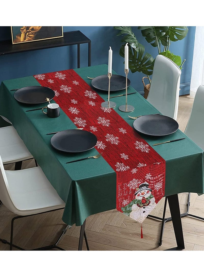 Tablecloth Placemat Set Embroidered Snowflake Tablecloth 74 x 13 inches Catering Table Runner for Holiday Party Winter Themed Decoration Christmas (1 Runner + 4 Placemats)