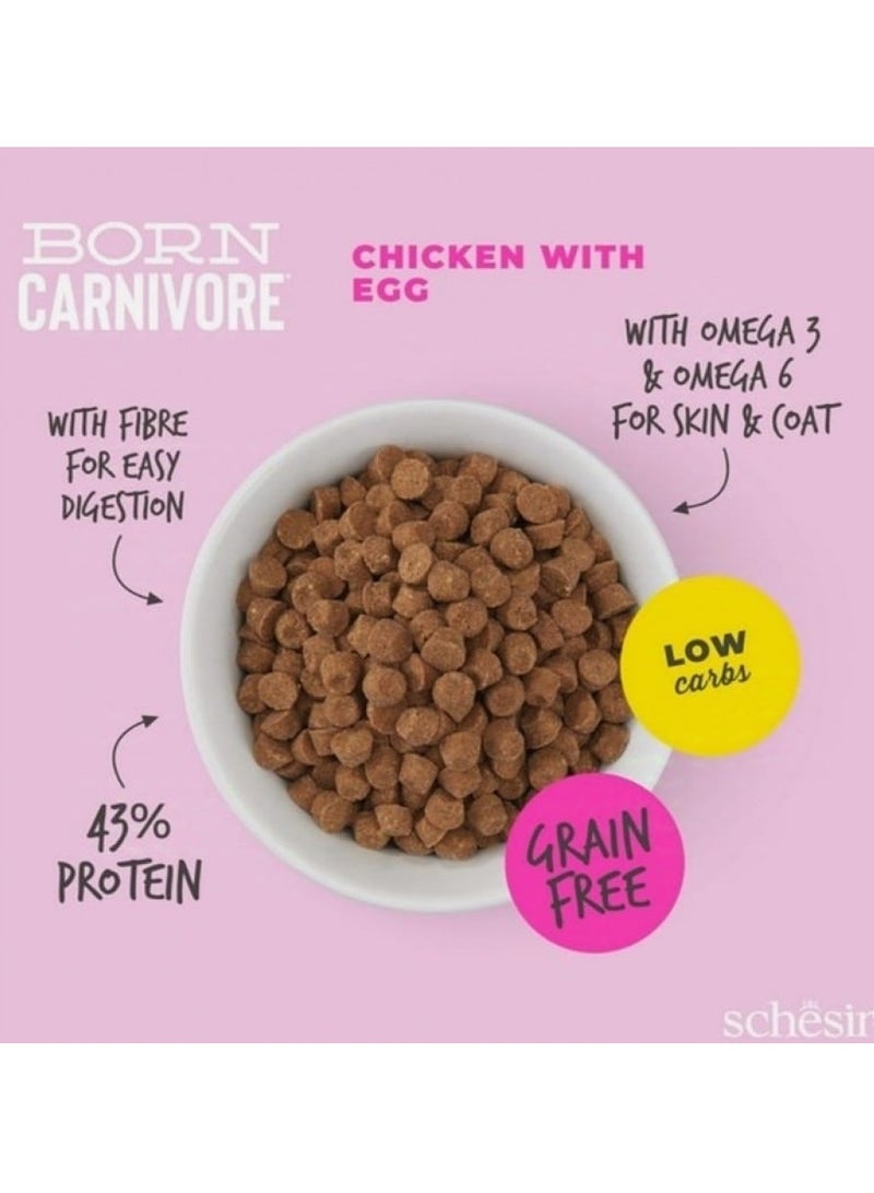 Born Carnivore Grain Free Oven Baked Dry Food, Chicken & Egg, For Cat Kitten - 1.25 kg