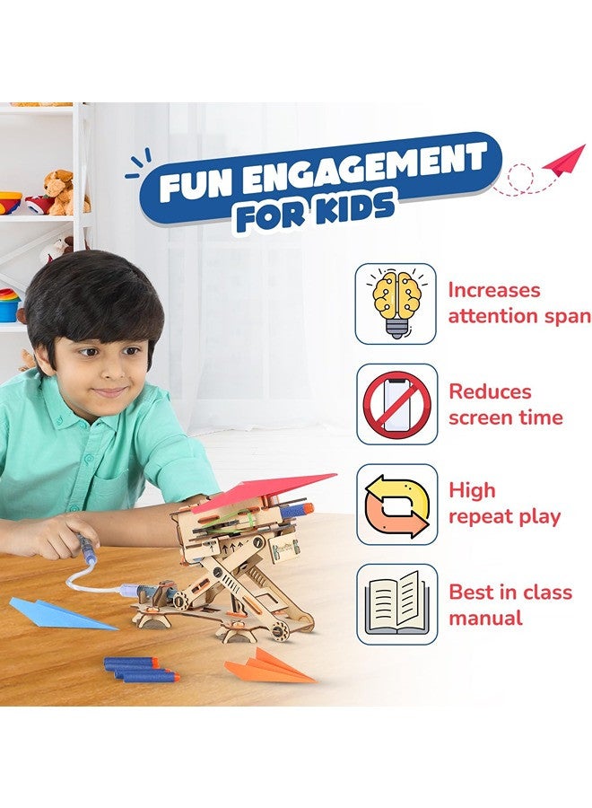 Smartivity Hydraulic Plane Launcher Educational DIY Toy, Blue/Beige, Multicolor