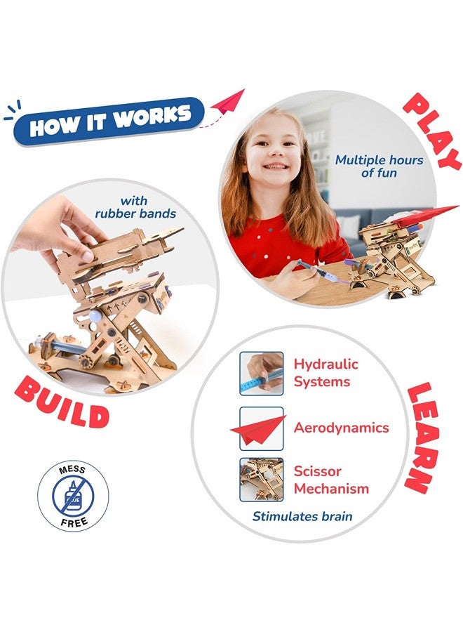 Smartivity Hydraulic Plane Launcher Educational DIY Toy, Blue/Beige, Multicolor