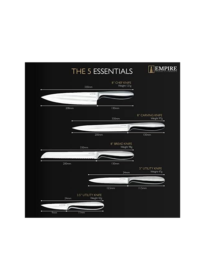 Knife Set, 5pcs Kitchen Knife Set with Sharpener, Knife Set for Kitchen with Block, Kitchen Accessories, Stainless Steel Kitchen Knives, Kitchen Essentials