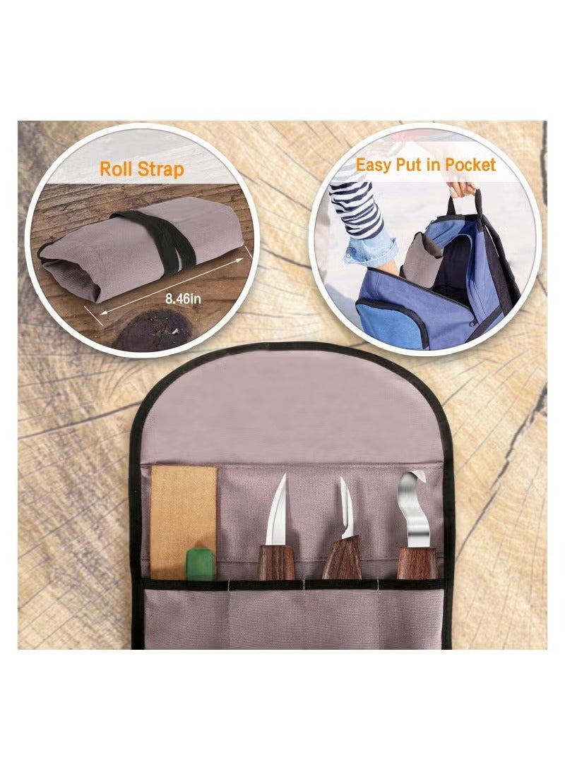 7-in-1 Wood Carving Kit, Wood Carving Tools Set with Carving Hook Knife Whittling Knife Chip Carving Knife Woodworking Gloves Carving Knife Sharpener Whittling Tool Package for Beginners Woodworking