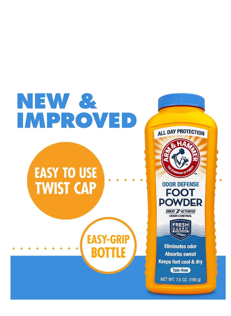 Arm & Hammer Foot Powder for Shoes & Feet, Talc-Free Odor & Moisture Control for Men & Women, 7 oz (3 Pack)