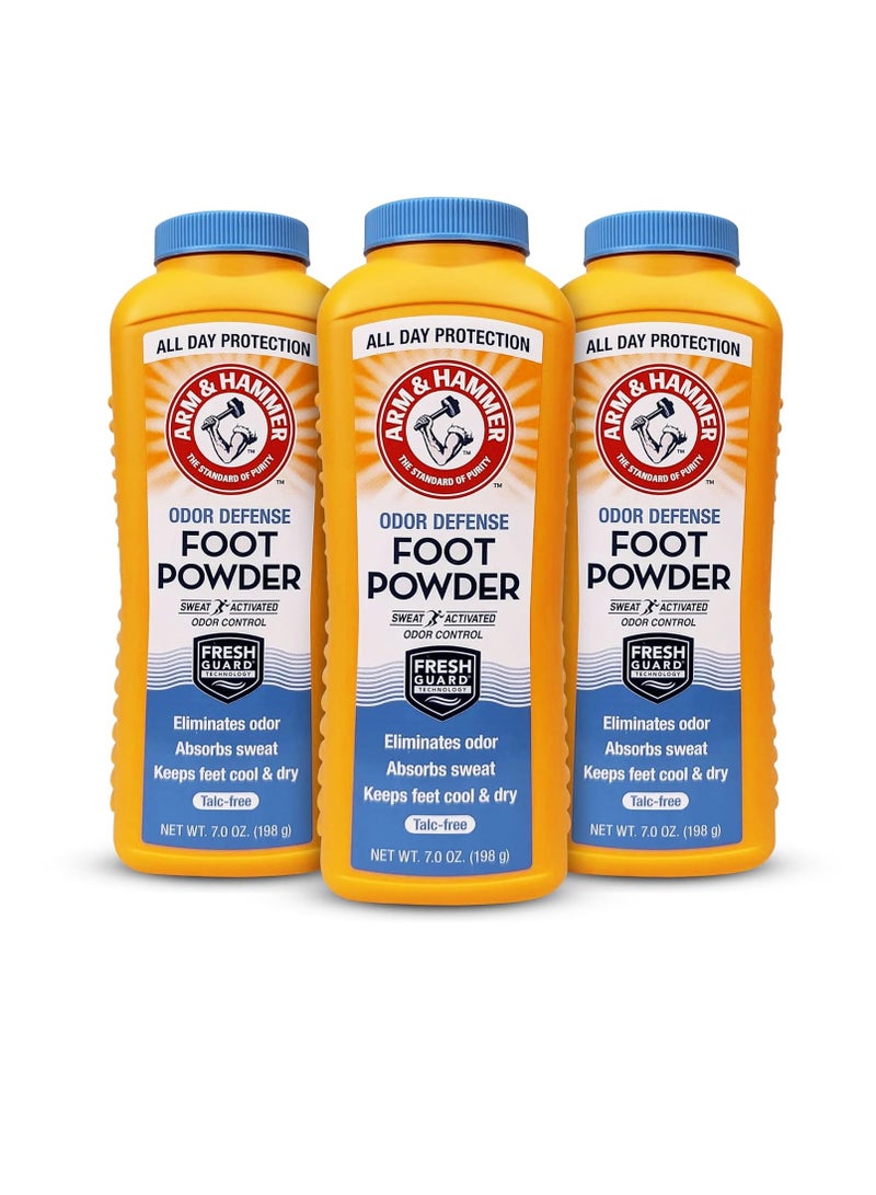 Arm & Hammer Foot Powder for Shoes & Feet, Talc-Free Odor & Moisture Control for Men & Women, 7 oz (3 Pack)