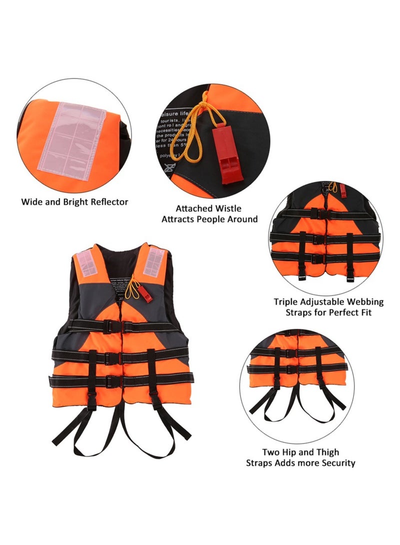 Adult Safety Life Jacket Survival Vest with Adjustable Straps and Whistle for Outdoor Water Sports Kayaking Boating Fishing Safety Jacket Vest