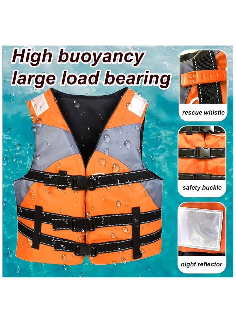 Adult Safety Life Jacket Survival Vest with Adjustable Straps and Whistle for Outdoor Water Sports Kayaking Boating Fishing Safety Jacket Vest