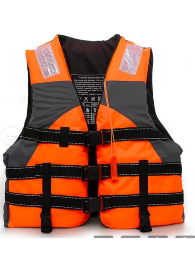 Adult Safety Life Jacket Survival Vest with Adjustable Straps and Whistle for Outdoor Water Sports Kayaking Boating Fishing Safety Jacket Vest