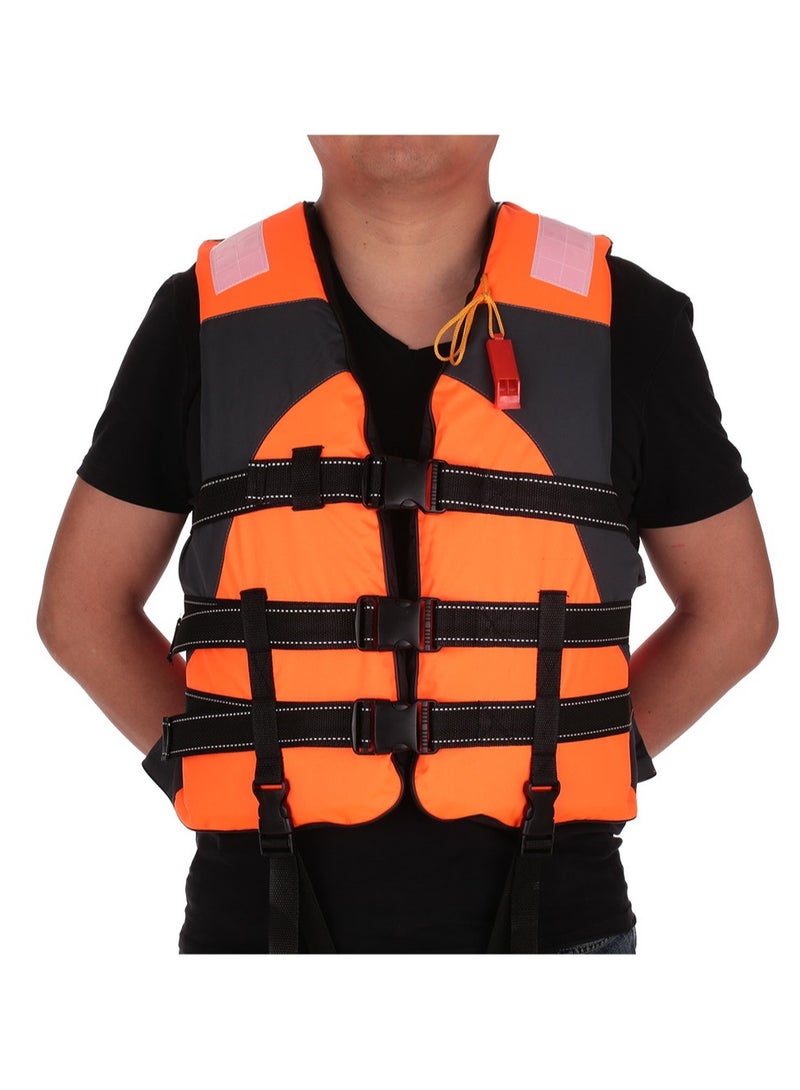 Adult Safety Life Jacket Survival Vest with Adjustable Straps and Whistle for Outdoor Water Sports Kayaking Boating Fishing Safety Jacket Vest