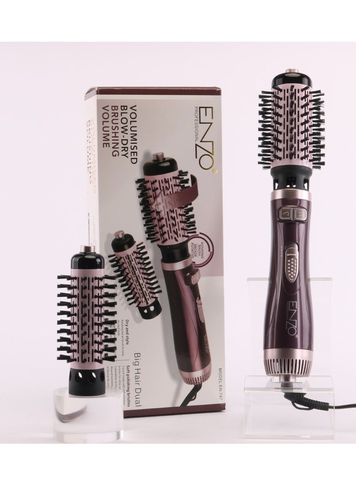 ENZO New 2 In 1 Hair Dryer Hot Air Spin Brush Styling Interchangeable Brush Heads Ionic Hair Curler Comb -1000W