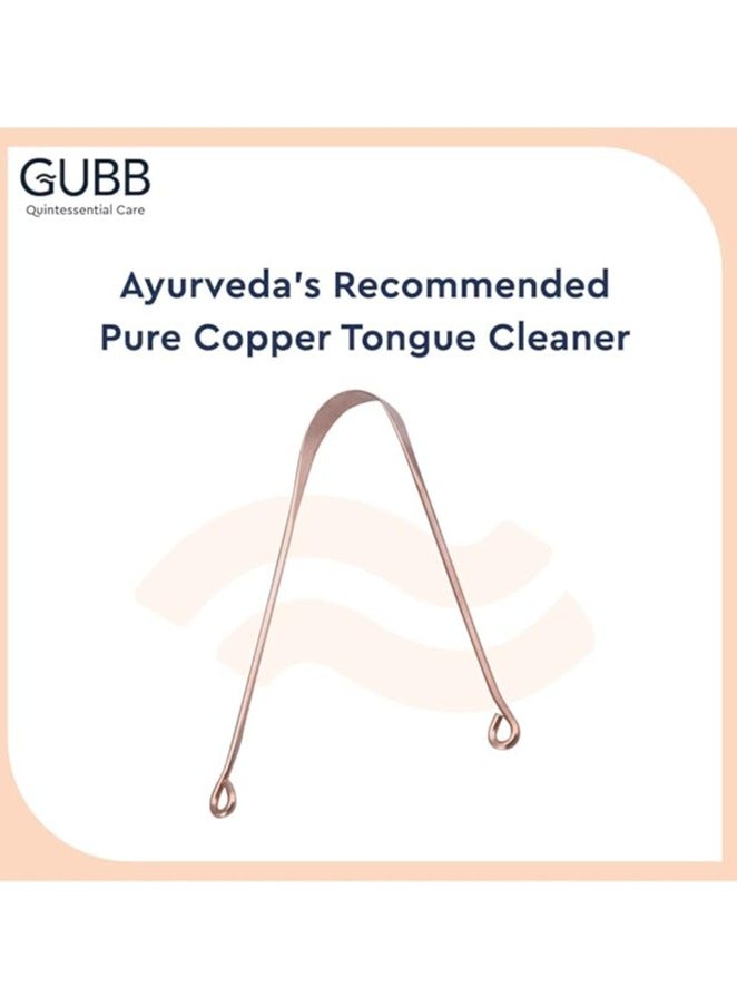 GUBB Copper Tongue Cleaner For Kids & Adults | Easy to use | Simple Design | Made up of 100% Pure Copper | Optimal for Oral Hygiene and Bad Breath Treatment | Ayurvedic Tongue Scraper For Bad Breath (Round) - Pack of 2