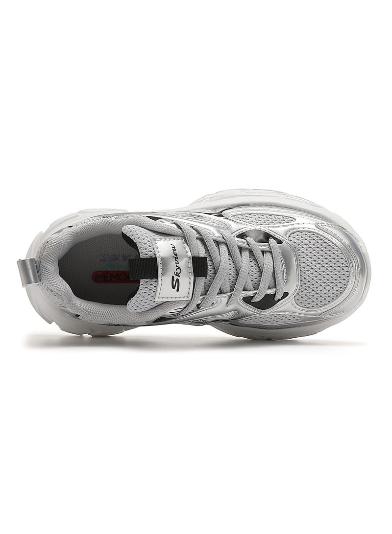 Sky View Boys Girls Shoes Kids Sneakers Tennis Running Shoes Lace-up Unisex Lightweight Breathable Walking Shoes High Quality Glossy Material Fashin Sports Shoes For Children's