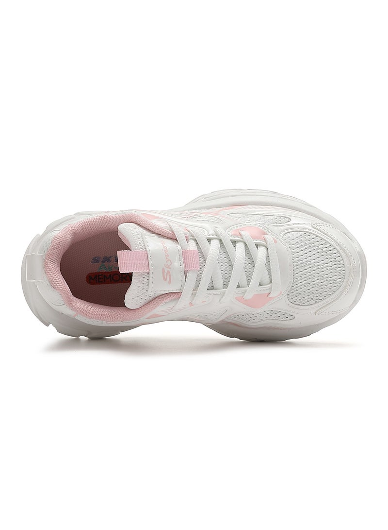 Sky View Boys Girls Shoes Kids Sneakers Tennis Running Shoes Lace-up Unisex Lightweight Breathable Walking Shoes High Quality Glossy Material Fashin Sports Shoes For Children's