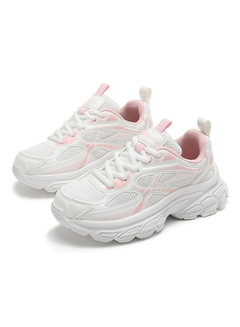 Sky View Boys Girls Shoes Kids Sneakers Tennis Running Shoes Lace-up Unisex Lightweight Breathable Walking Shoes High Quality Glossy Material Fashin Sports Shoes For Children's