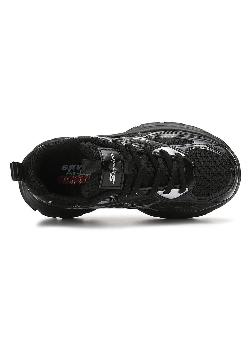 Sky View Boys Girls Shoes Kids Sneakers Tennis Running Shoes Lace-up Unisex Lightweight Breathable Walking Shoes High Quality Glossy Material Fashin Sports Shoes For Children's