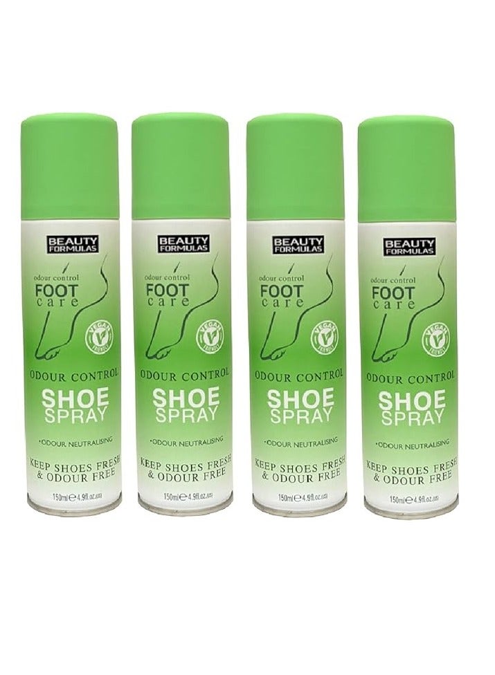 Beauty Formulas Odour Control Shoe Spray 150ml (PACK OF 4)