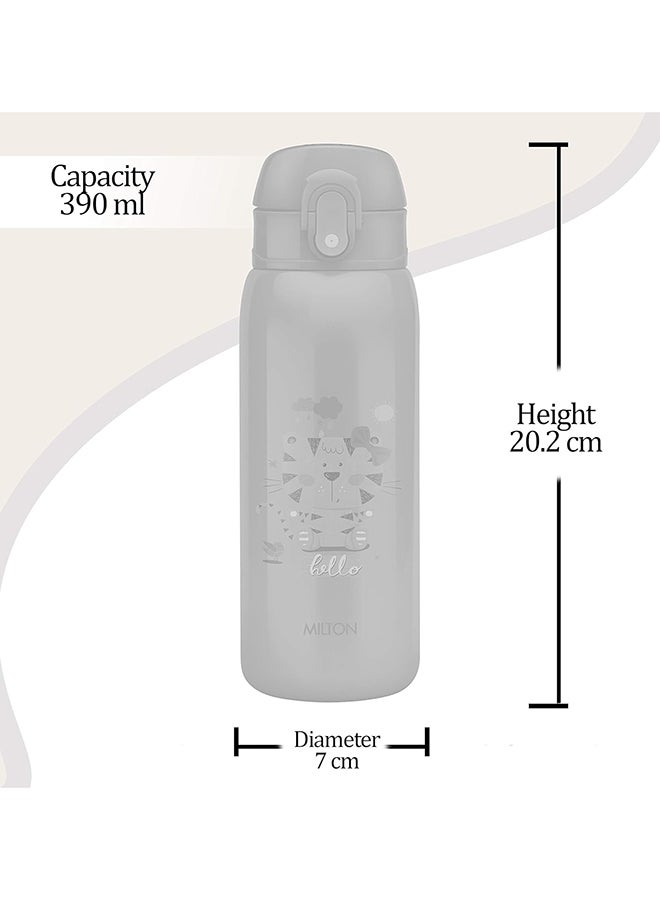 390ml Vacuum Insulated Kids Water Bottle with One Touch Safety Lock, Convenient for Sipping, Stainless Steel, Keeps Drinks Hot and Cold, Thermos Flask for School - Boys & Girls - Jolly - Brown Brown