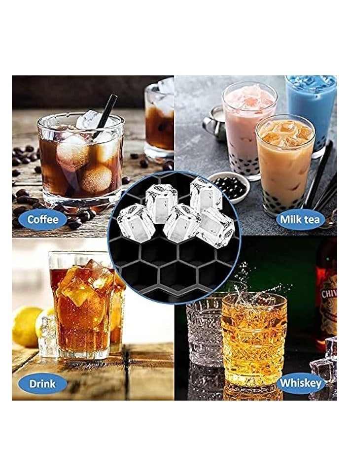 Ice Cube Tray with Silicone Removable Lid, 37 Honeycomb cubes, Flexible and Easy Release for Freezer, Cold Drinks, Cocktails