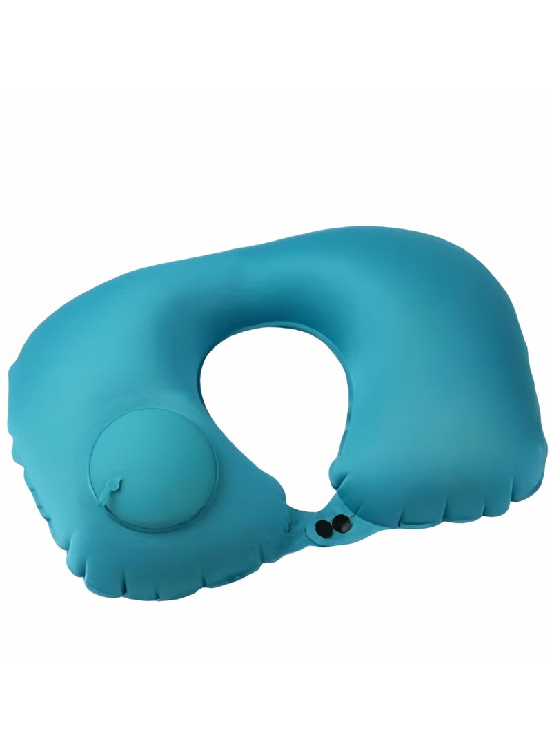 Inflatable U-shaped Pillow,Air Pillow Core Ofice Pillow, Portable Cervical Pillow, Inflatable Travel Pillow with Built-in Pump, Neck Support Pillow for Rest On Airplanes, In Office(Green)