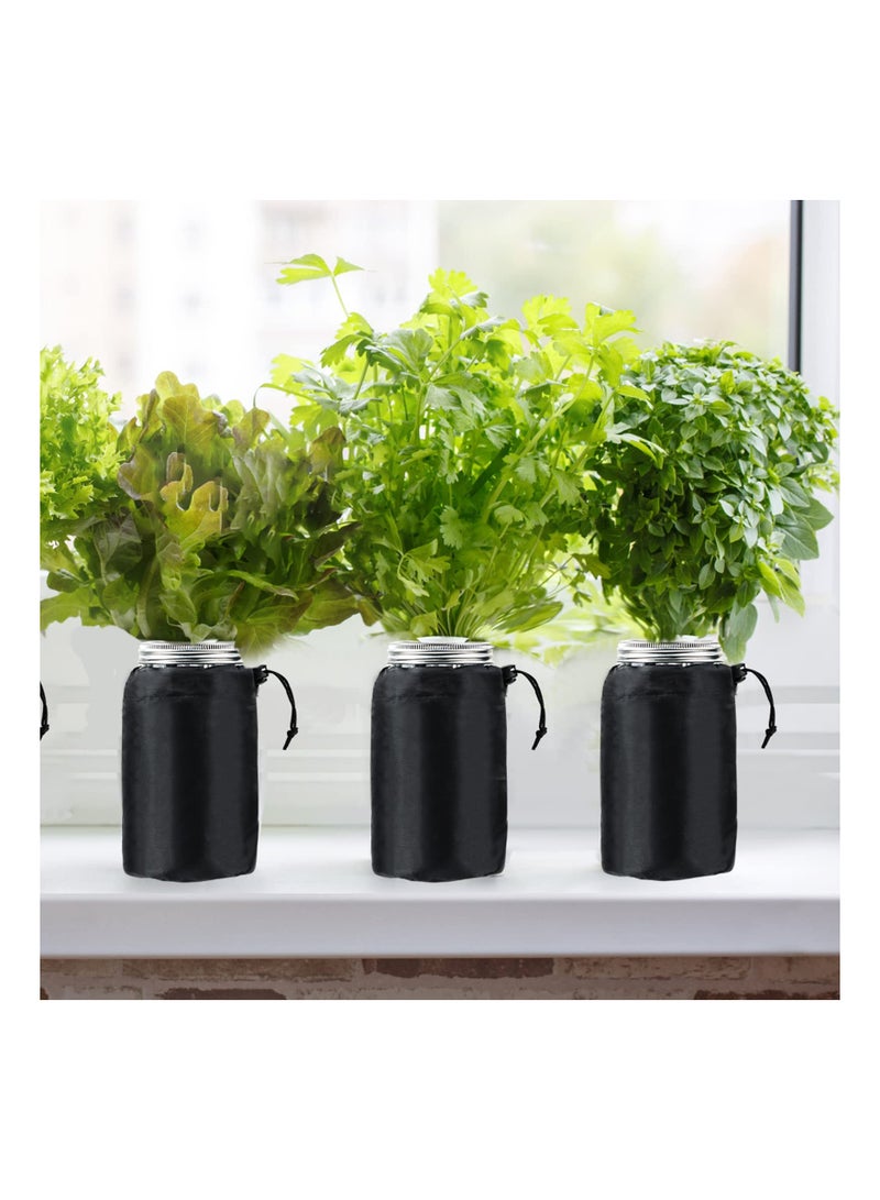 Hydroponic Container Sheath, 12Pcs Blackout Sleeves for Ball Jars 32 Oz, Black Wide Mouth Jar Grow Cover, Sprouting Jars Sleeves for Help Plants Grow Healthily, Hydroponics Supplies