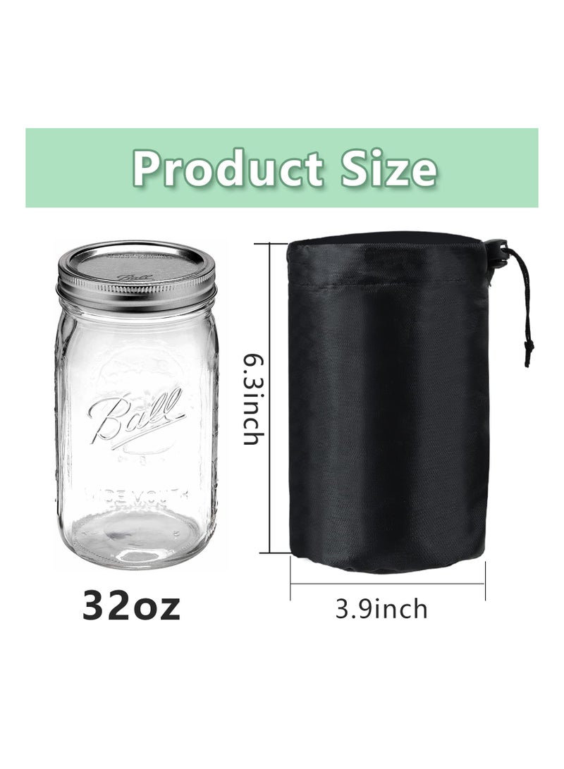 Hydroponic Container Sheath, 12Pcs Blackout Sleeves for Ball Jars 32 Oz, Black Wide Mouth Jar Grow Cover, Sprouting Jars Sleeves for Help Plants Grow Healthily, Hydroponics Supplies