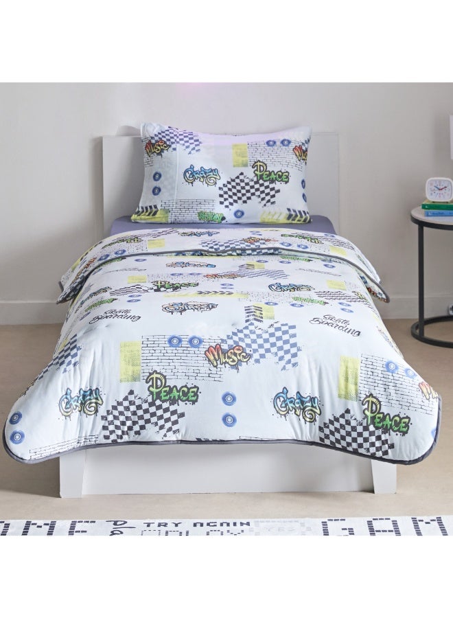 Tom Gearhead Skate 2-Piece Single Microfibre Printed Jersey Comforter Set 135 X 220 Cm