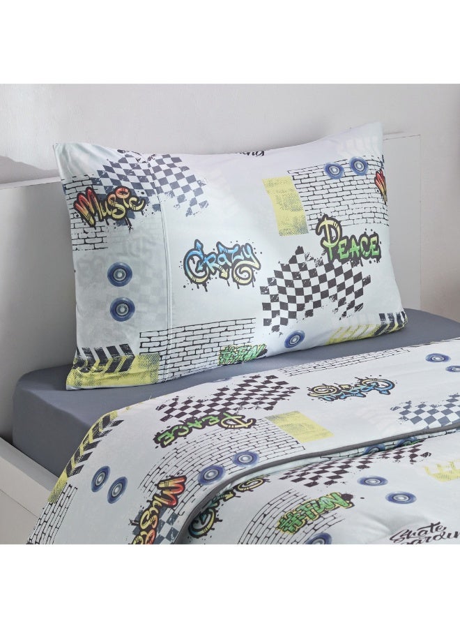 Tom Gearhead Skate 2-Piece Single Microfibre Printed Jersey Comforter Set 135 X 220 Cm