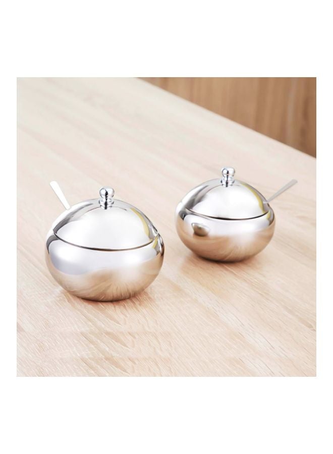 Stainless Steel Seasoning Pots Silver 7.7x11x7centimeter