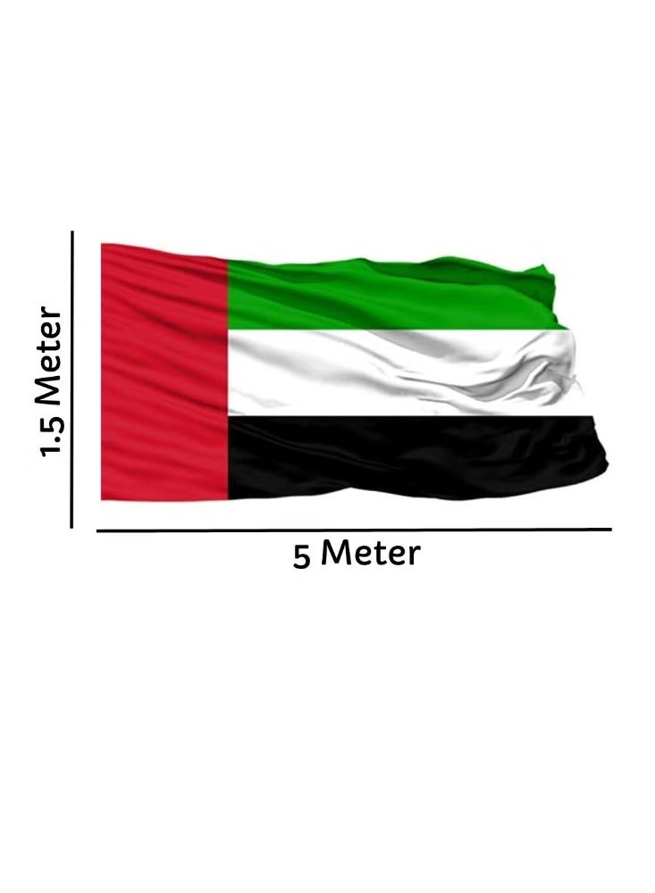 UAE Flag United Arab Emirates Flag National Day Durable Long Lasting For Outdoor And Indoor Use For Building Home And Car Decoration 1.5X5 Meter