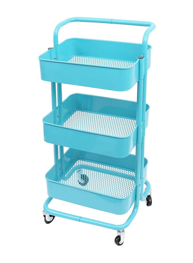 3-Tier Multipurpose Utility Rolling Cart With Handle Blue 33.5x17.5x14.5inch