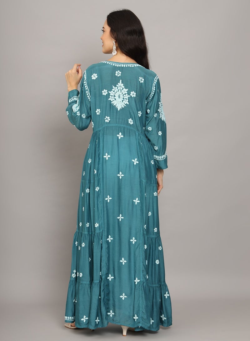 Women Chikankari Hand Embroidered Muslin Jalabiya-AL4044