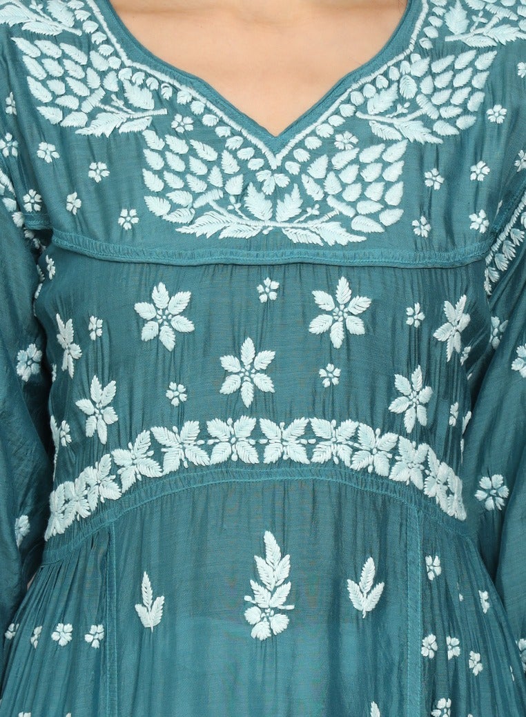 Women Chikankari Hand Embroidered Muslin Jalabiya-AL4044