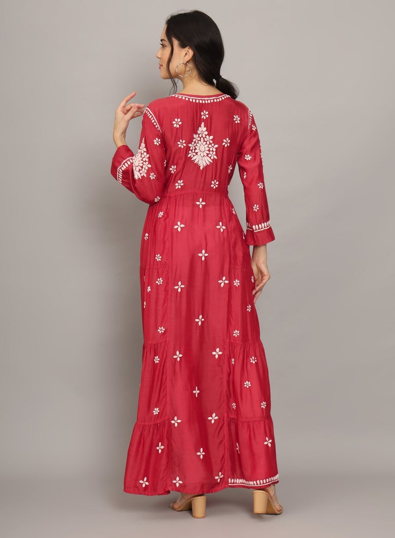 Women Chikankari Hand Embroidered Muslin Jalabiya-AL4044