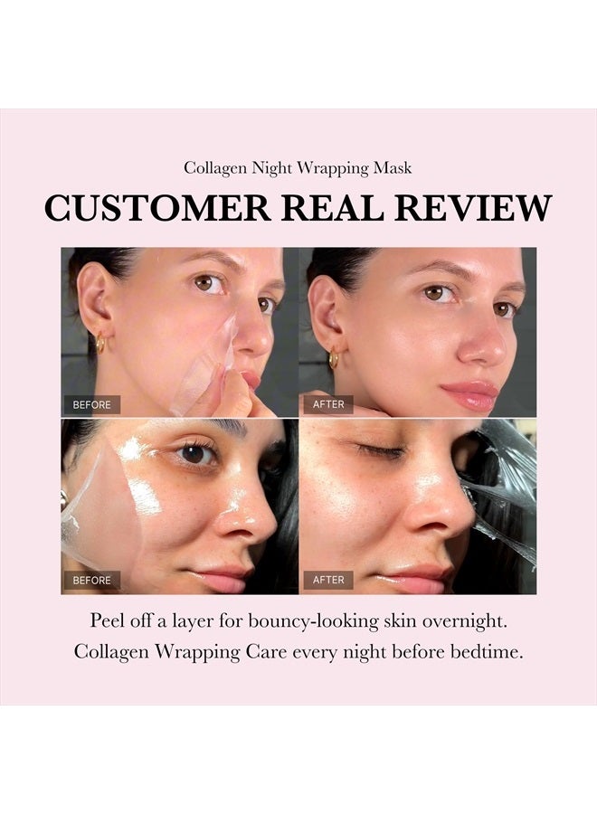Collagen Overnight Wrapping Peel Off Facial Mask Pack - Elasticity & Hydration Care, Reduces Sagging & Dullness - Hydrolyzed Collagen For Glowing Skin - Korean Skin Care, 2.53 fl.oz