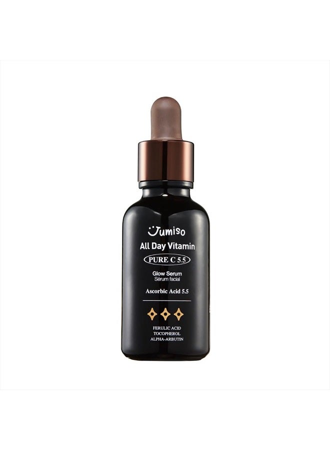 All Day Pure C 5.5 Glow Serum 30ml | Aronia Fruit Extract | Pure Vitamin C (L-Ascorbic Acid) with Alpha-Arbutin&Ascorbyl Glucoside | fragrance-free, parabens-free | 1.01 fl oz, 30 ml
