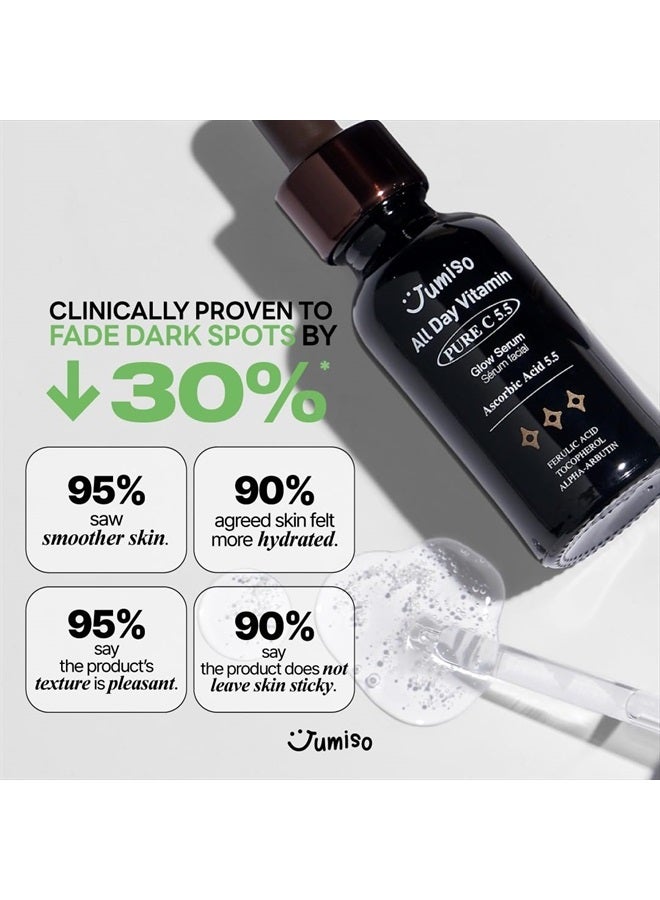 All Day Pure C 5.5 Glow Serum 30ml | Aronia Fruit Extract | Pure Vitamin C (L-Ascorbic Acid) with Alpha-Arbutin&Ascorbyl Glucoside | fragrance-free, parabens-free | 1.01 fl oz, 30 ml