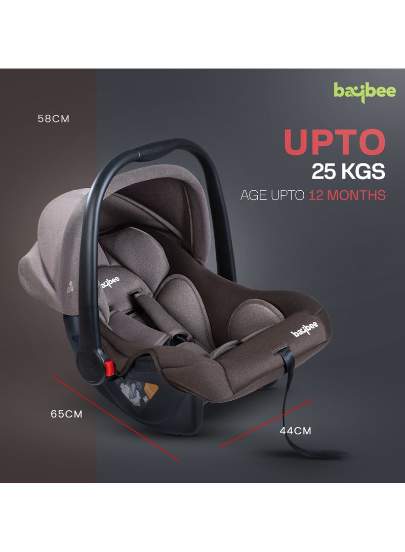 BAYBEE 3 in 1 Multi Purpose Baby Carry Cot n Car Seat with Handle, Canopy, Adjustable Handle, 3 Point Safety Belt Rocker for Infant Baby Carry Cot for New Born Baby 0 to 15 Months Brown