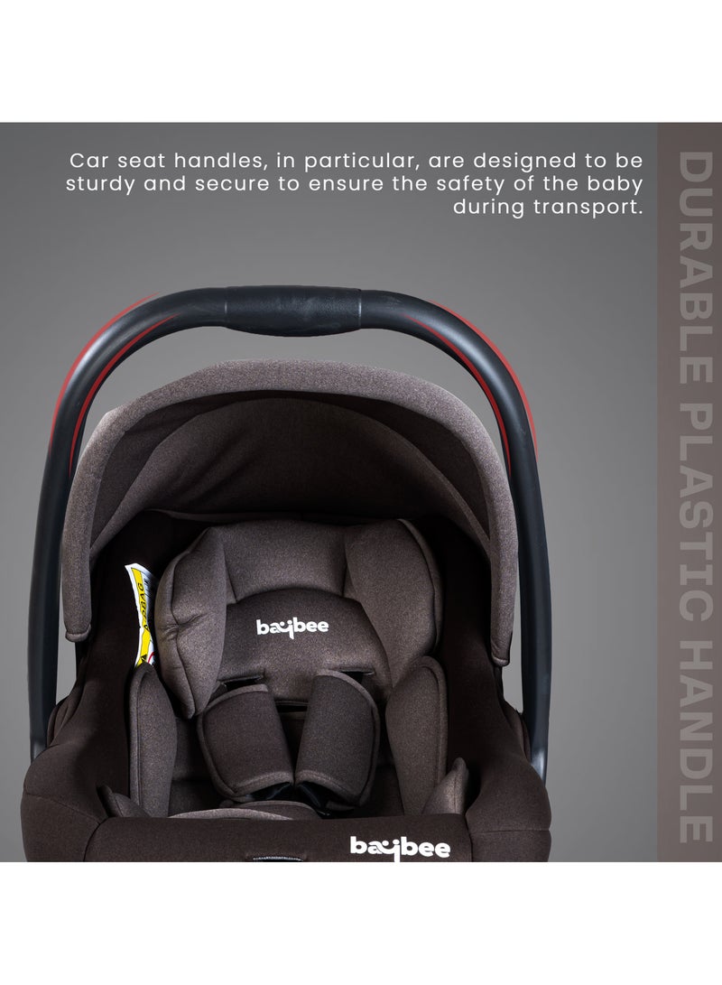 BAYBEE 3 in 1 Multi Purpose Baby Carry Cot n Car Seat with Handle, Canopy, Adjustable Handle, 3 Point Safety Belt Rocker for Infant Baby Carry Cot for New Born Baby 0 to 15 Months Brown