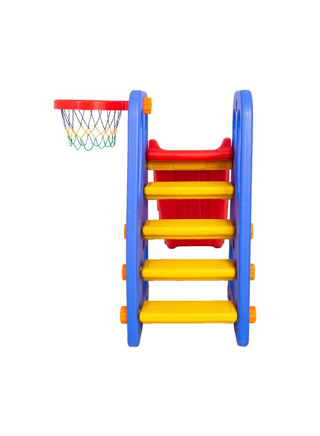 Multifunctional Baby Slide With Basketball Stand For Kids