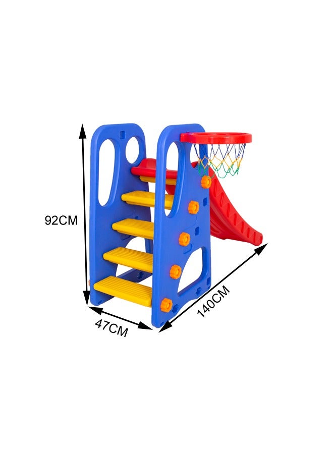 Multifunctional Baby Slide With Basketball Stand For Kids