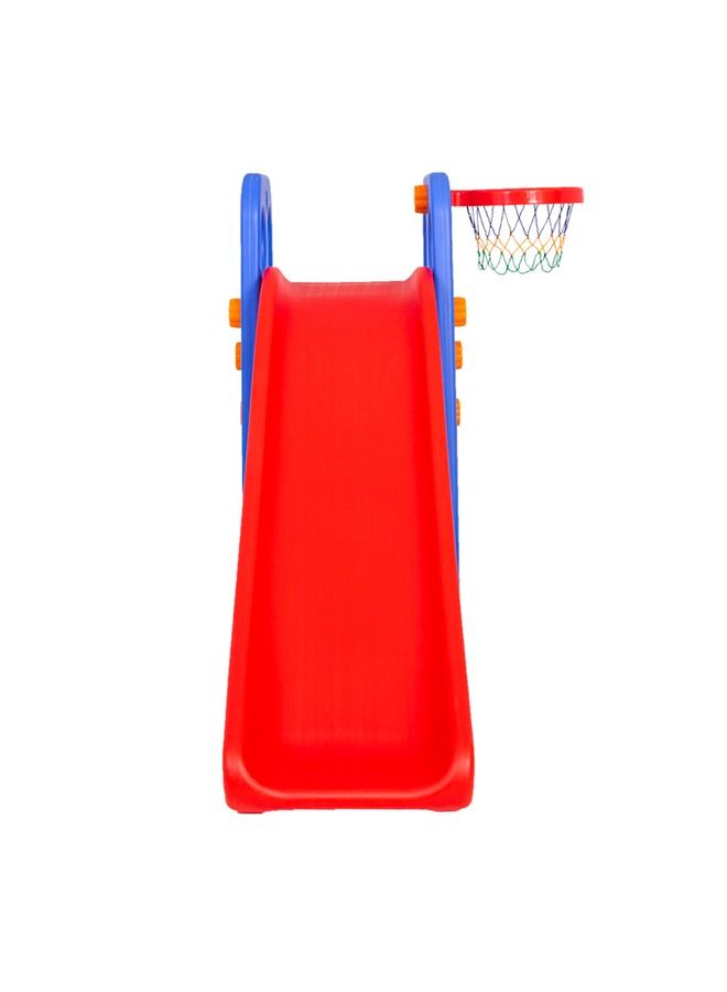 2 In 1 Indoor Plastic Kids Slide With Basketball Hoop