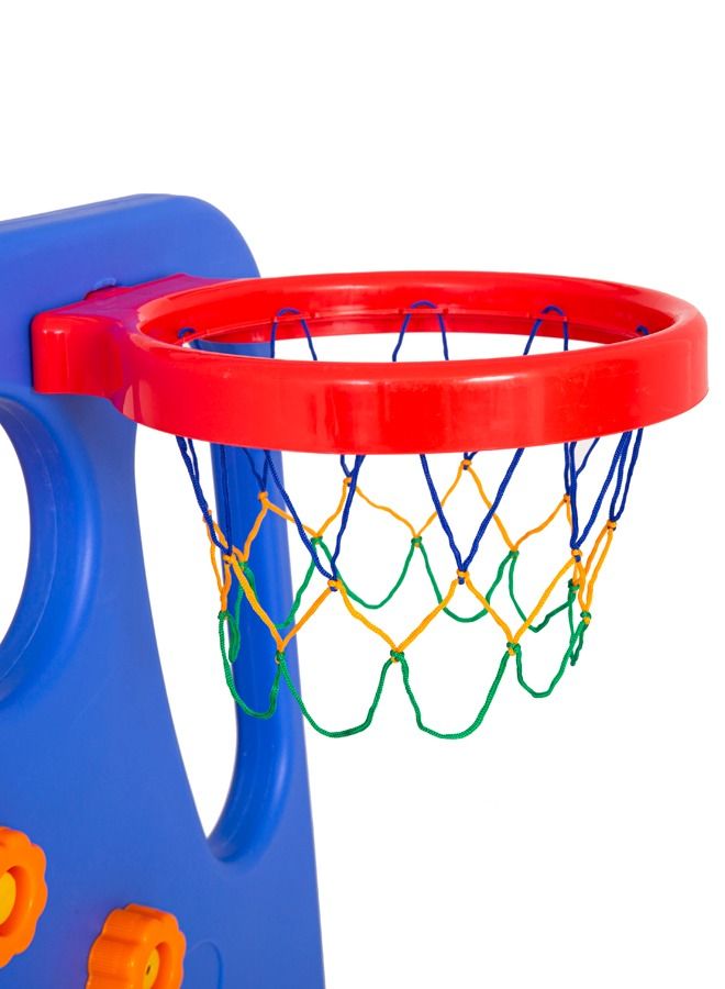 2 In 1 Indoor Plastic Kids Slide With Basketball Hoop