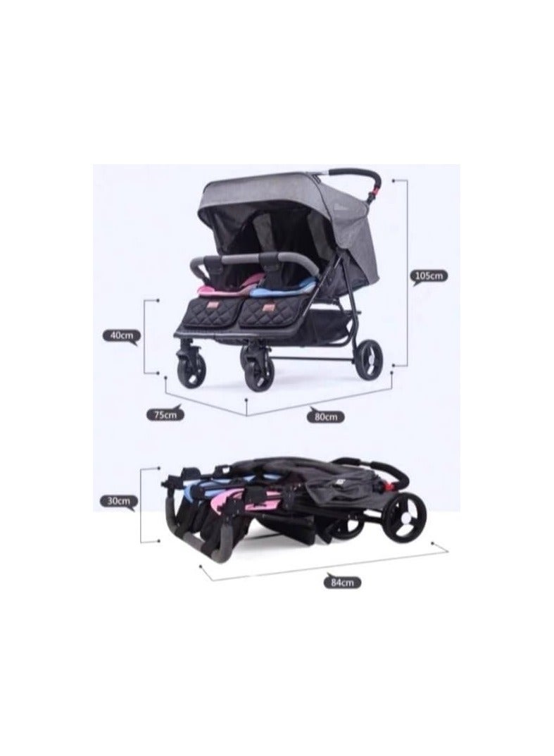 Twins Baby Stroller for Twin Pushchair for Infant and Toddler Grey