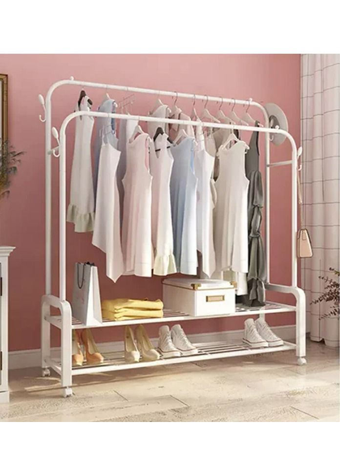 Double Garment Clothes Rack Wire Shelving Stand Bedroom Coat Clothing Rack