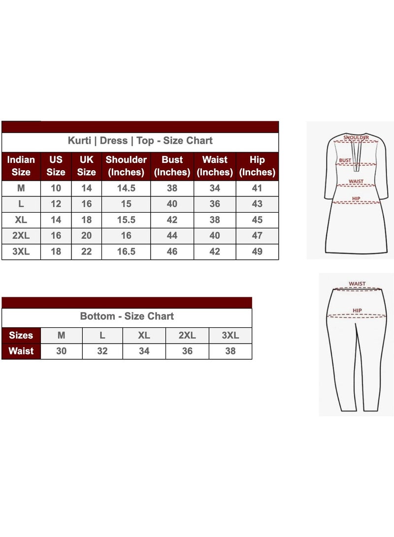 IndHeritage - Premium Off white cotton 3pc kurti set / salwar suit with pink & green floral embroidery & mirror work - Comes with top, pants & dupatta - Indian Kurti Set IDH00177