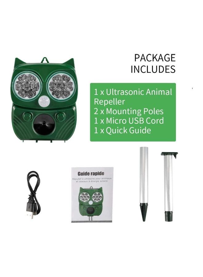 Solar Waterproof  Ultrasonic Animal Repeller Pest Green