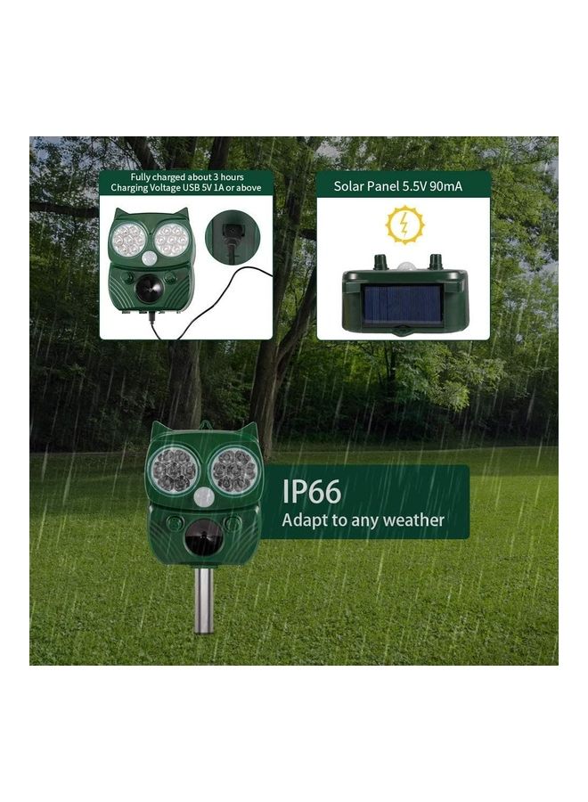 Solar Waterproof  Ultrasonic Animal Repeller Pest Green