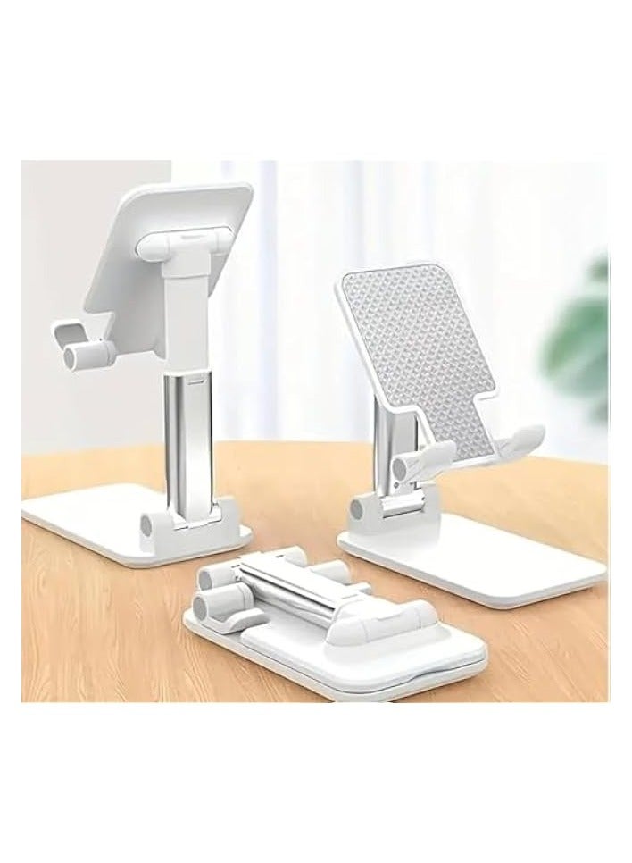 Adjustable Desktop Mobile Phone Holder Stand, Universal Tablet Holder - White