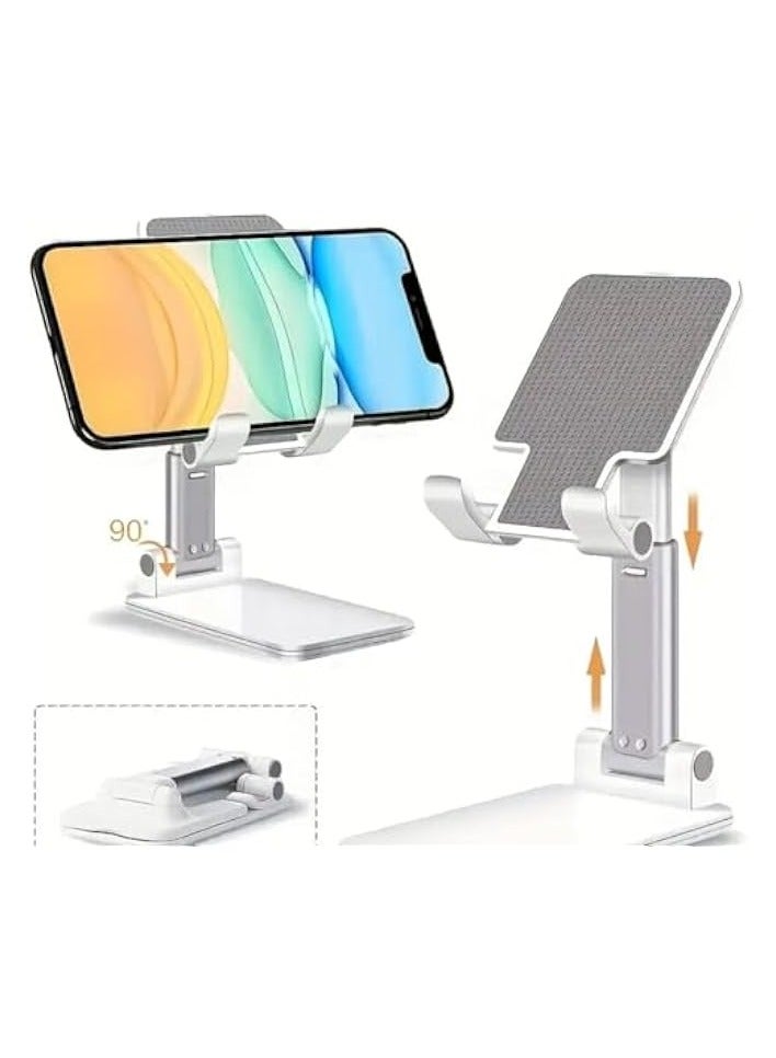 Adjustable Desktop Mobile Phone Holder Stand, Universal Tablet Holder - White