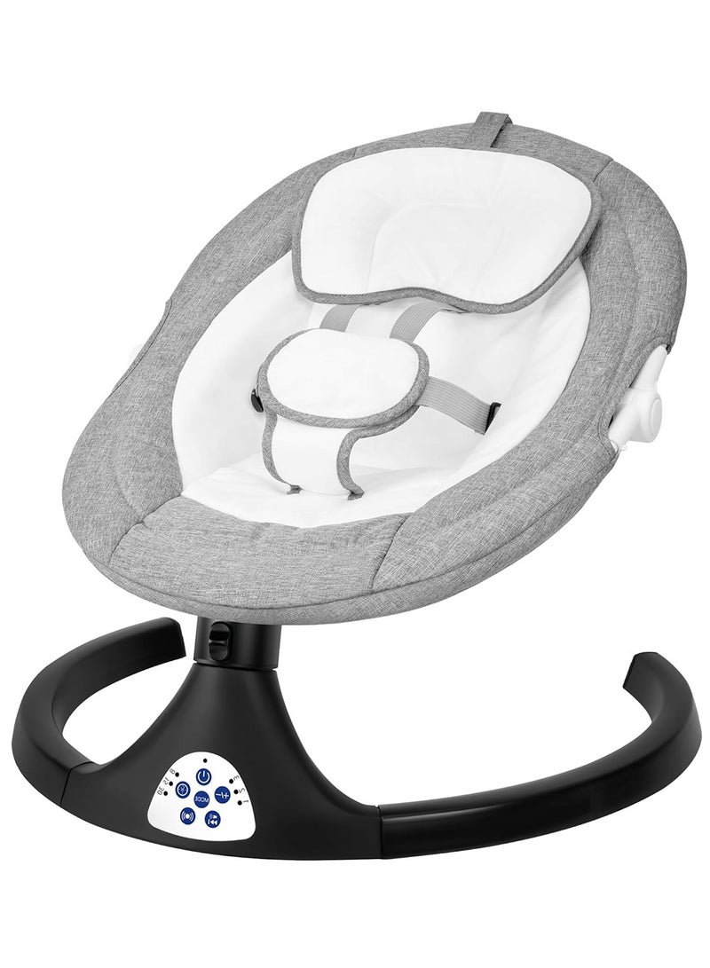 Portable Electric Bluetooth Infants Baby Swing With Music, 3 Timer Settings, Tray, Remote Control And Mosquito Net - Grey