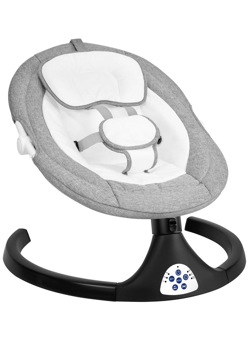 Portable Electric Bluetooth Infants Baby Swing With Music, 3 Timer Settings, Tray, Remote Control And Mosquito Net - Grey